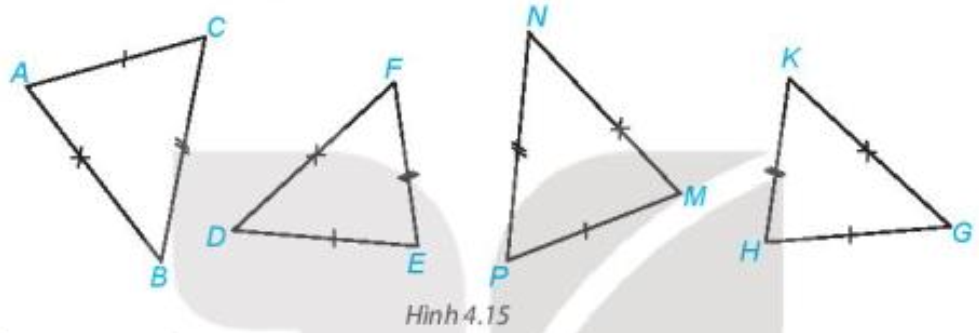 Trong Hình 4.15, những cặp tam giác nào bằng nhau