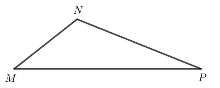 Cho tam giác MNP có độ dài các cạnh: MN = 3 cm, NP = 5 cm, MP = 7 cm