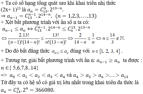 Cách tìm hệ số lớn nhất trong khai triển cực hay có lời giải