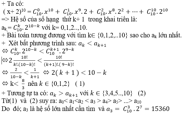 Cách tìm hệ số lớn nhất trong khai triển cực hay có lời giải