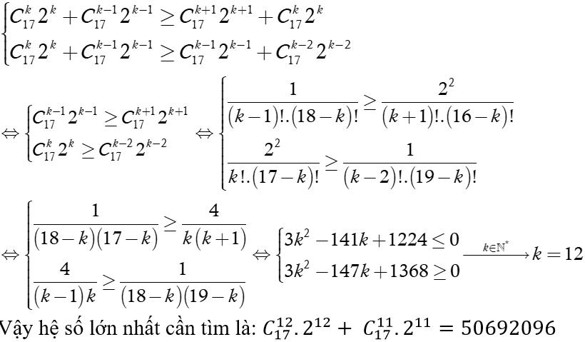 Cách tìm hệ số lớn nhất trong khai triển cực hay có lời giải