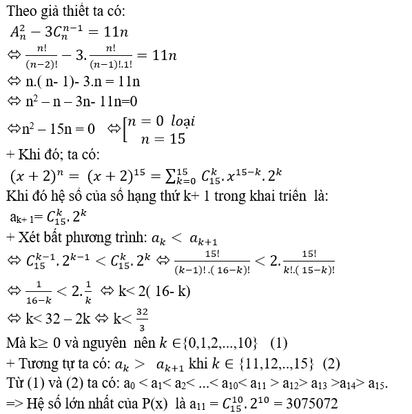 Cách tìm hệ số lớn nhất trong khai triển cực hay có lời giải