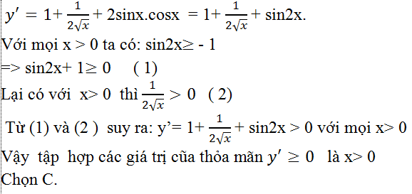 Ứng dụng đạo hàm giải phương trình, bất phương trình lượng giác cực hay - Toán lớp 11