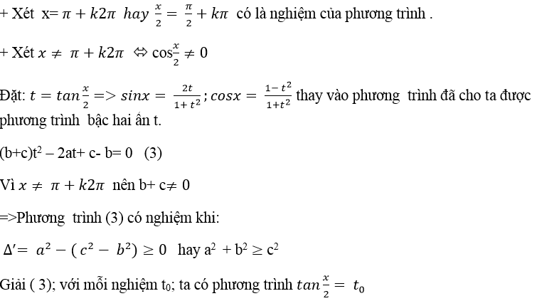 Điều kiện để phương trình bậc nhất đối với sinx và cosx có nghiệm - Toán lớp 11