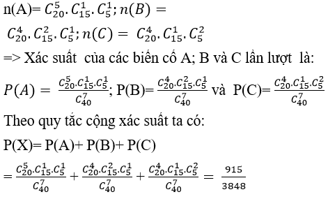 Phương pháp giải bài tập về Quy tắc cộng xác suất cực hay có lời giải