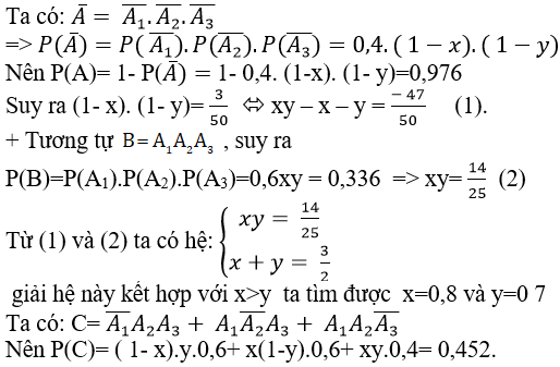Phương pháp giải bài tập về Quy tắc nhân xác suất cực hay có lời giải