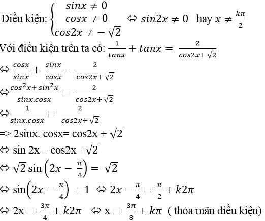 Phương trình quy về phương trình bậc nhất đối với sinx và cosx - Toán lớp 11