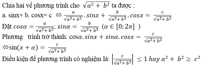 Phương trình quy về phương trình bậc nhất đối với sinx và cosx - Toán lớp 11