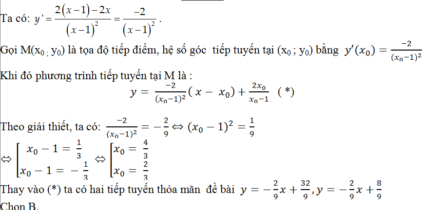 Viết phương trình tiếp tuyến của đồ thị hàm số khi biết hệ số góc - Toán lớp 11