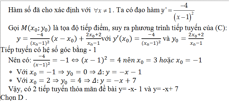 Viết phương trình tiếp tuyến của đồ thị hàm số khi biết hệ số góc - Toán lớp 11