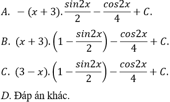 Tìm nguyên hàm của hàm lượng giác bằng phương pháp nguyên hàm từng phần cực hay - Toán lớp 12