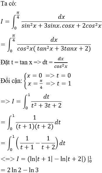 Tính tích phân hàm lượng giác bằng phương pháp đổi biến số - Toán lớp 12