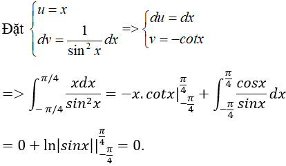 Tính tích phân hàm lượng giác bằng phương pháp tích phân từng phần - Toán lớp 12