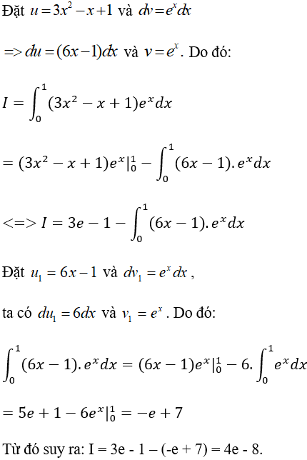 Tính tích phân hàm số mũ, logarit bằng phương pháp tích phân từng phần - Toán lớp 12