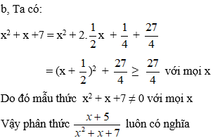 Cách chứng minh phân thức luôn có nghĩa cực hay, có đáp án | Toán lớp 8