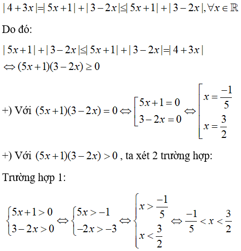 Cách giải phương trình chứa dấu giá trị tuyệt đối |A(x)| + |B(x)| = |A(x) + B(x)|