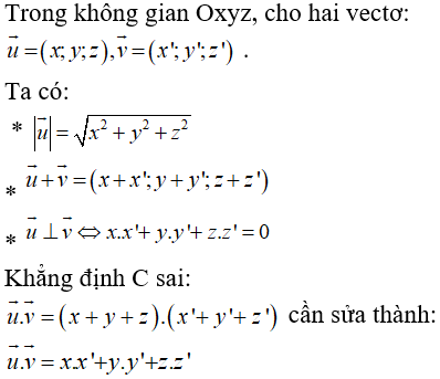 Trắc nghiệm Hệ tọa độ trong không gian có đáp án năm 2023