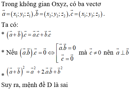 Trắc nghiệm Hệ tọa độ trong không gian có đáp án năm 2023