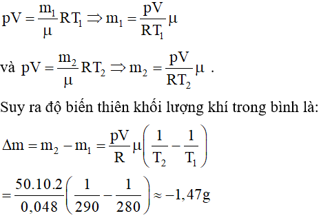 Trắc nghiệm Phương trình trạng thái của khí lí tưởng có đáp án năm 2021 (phần 2)