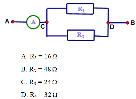 Trắc nghiệm Vật Lí 9 Bài tập định luật ôm cho đoạn mạch có các điện trở mắc song song