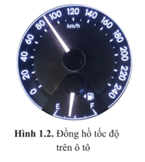 Ở hình 1.2 kim của đồng hồ đo tốc độ trên ô tô chỉ vào con số ứng với vạch giữa 80 và 100