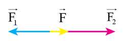 Biểu diễn quy tắc cộng vectơ cho trường hợp lực F2 ngược chiều với lực F1