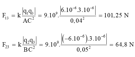 Tại 3 điểm A, B, C cố định trong chân không, đặt 3 điện tích điểm