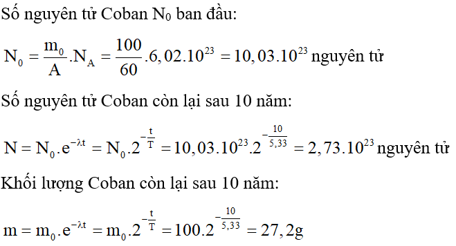 Công thức, Cách tính khối lượng chất phóng xạ hay, chi tiết  - Vật Lí lớp 12