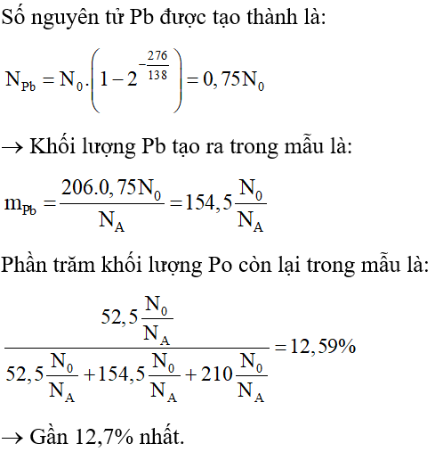 Công thức, Cách tính khối lượng chất phóng xạ hay, chi tiết  - Vật Lí lớp 12