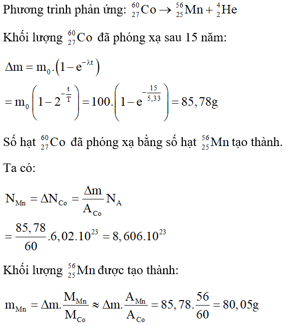 Công thức, Cách tính khối lượng chất phóng xạ hay, chi tiết  - Vật Lí lớp 12