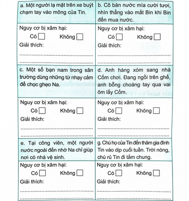 Vở bài tập Đạo đức lớp 5 Bài 10: Em nhận diện biểu hiện xâm hại | Chân trời sáng tạo