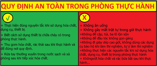 Hãy sáng tạo một bảng nội quy thể hiện quy tắc sử dụng hoá chất