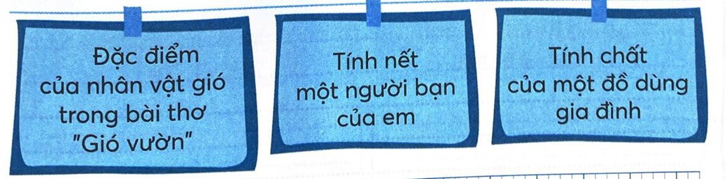 Top 20 viết 2-3 câu theo một trong các nội dung dưới đây, trong đó có sử dụng tính từ