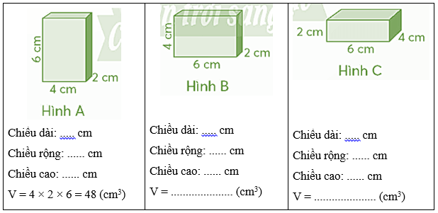 Vở bài tập Toán lớp 5 Bài 73: Thể tích hình hộp chữ nhật | Chân trời sáng tạo