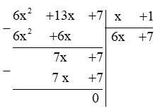 Một hình chữ nhật có diện tích là 6x^2 + 13x + 7 (cm^2) ( x > 0) và chiều rộng là x + 1 (cm) (ảnh 678)