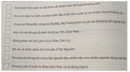 Điền chữ Đ vào ô trống trước câu đúng, chữ S vào ô trống trước câu sai