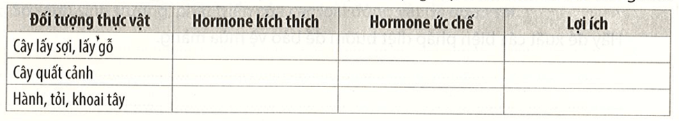 Hãy lựa chọn loại hormone phù hợp cho các đối tượng trong bảng