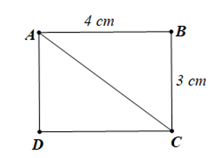 Em hãy về hình chữ nhật ABCD biết độ dài các cạnh AB, BC lần lượt là 4 cm và 3 cm