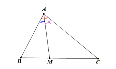 Cho tam giác ABC và một điểm M nằm trên cạnh BC. Hãy vẽ hình và đánh dấu các góc 