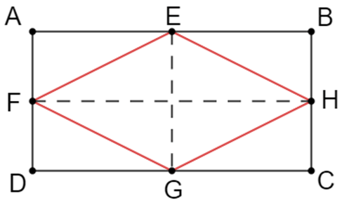 Cho biết diện tích hình thoi là 50 m^2 thì diện tích hình chữ nhật