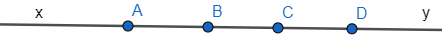 Cho bốn điểm A, B, C, D cùng thuộc đường thẳng xy như hình sau