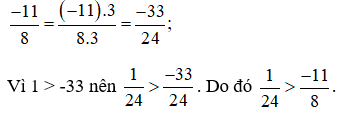 So sánh các phân số sau: a) (-11)/8 và 1/24