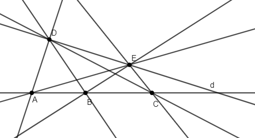 Cho ba điểm A, B, C cùng nằm trên đường thẳng d sao cho B nằm giữa A và C