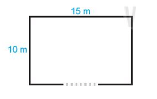 Một khu vườn hình chữ nhật có chiều dài 15m, chiều rộng 10 m như hình dưới