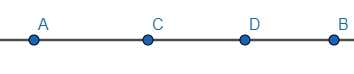 Cho bốn điểm A; B; C; D như hình vẽ sau