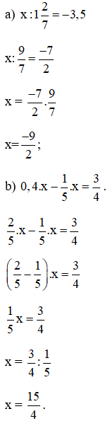 Tìm x, biết: a) x:1 2/7 = -3,5