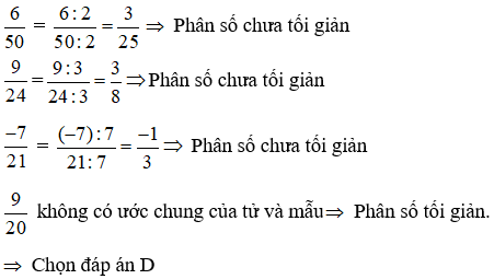 Phân số nào trong các phân số sau là phân số tối giản