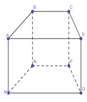 Cho hình lăng trụ đứng tứ giác ABCD.MNPQ có AM = 3 cm. Hãy cho biết các mặt bên và chiều cao của lăng trụ