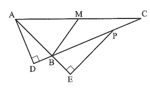 Trong hình dưới đây, đường nào trong các đường PE, BM, AD là đường cao của tam giác ABC?