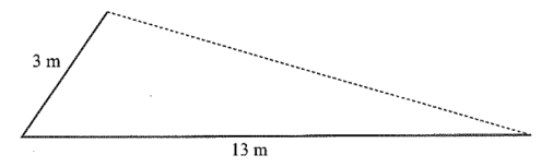 Tại một ngã ba đường còn lại một mảnh đất hình tam giác có độ dài hai cạnh lần lượt là 13 m và 3 m